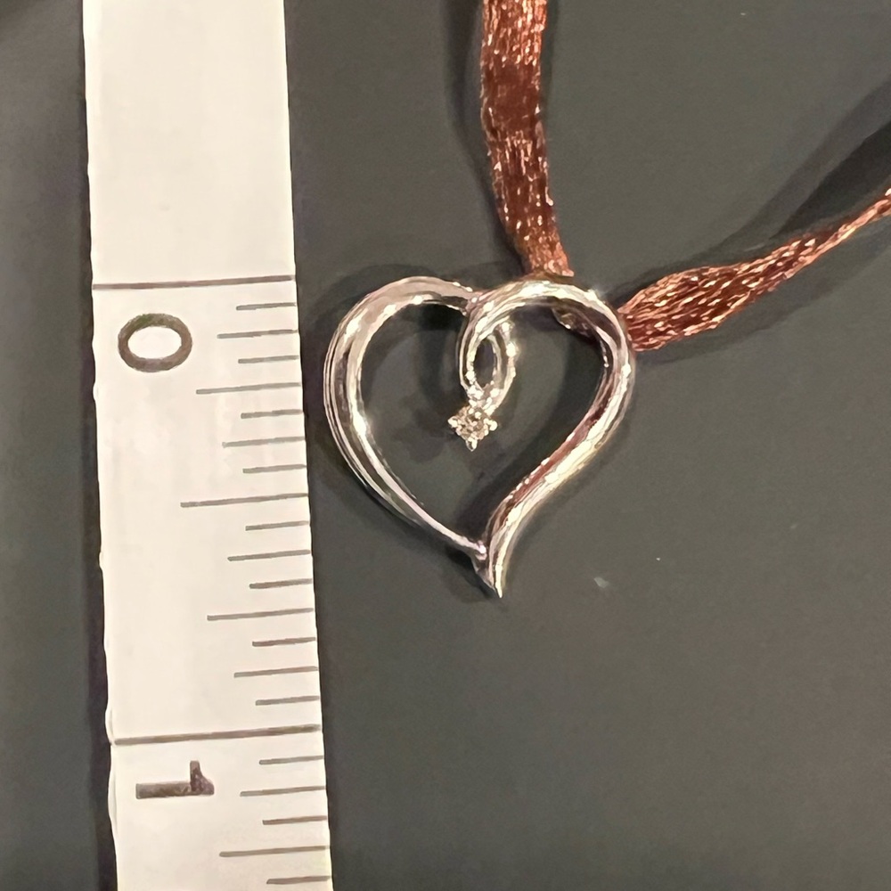 NIB ANGARA STERLING SILVER HEART WITH DIAMOND ACCENT EARRINGS AND PENDANT SET - Picture 6 of 10